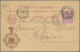 Schweiz - Ganzsachen: 1879 Ganzsachenkarte 10 Rp. Mit Privatzudruck "HOTEL DES TROIS ROIS A BALE", I - Entiers Postaux