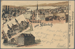 Schweiz - Ganzsachen: 1900 Ganzsachenkarte 5 Rp. Schwarz Mit Rückseitigem Zudruck 'Julius Brann, Gru - Postwaardestukken