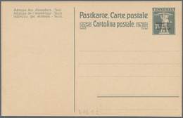 Schweiz - Ganzsachen: 1918 Industrielle Kriegswirtschaft: Alle Vier Karten Zu 7½ Rp. (dünner Bzw. Di - Postwaardestukken
