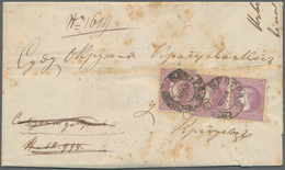 Serbien: 1869. Registered Cover (faults, Stains) To District Court In KRAGUJEVAC Franked 40 P Mauve, - Serbie