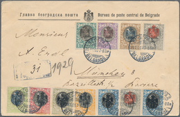 Serbien: 1903, Mourning Issue, 5pa.-5din., Attractive Franking Of Eleven Values On Registered Cover - Servië