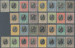 Serbien: 1905/1911. King Peter I ("Bareheaded" Issue). Very Fine Mint Run Of Thirty Stamps, All Valu - Serbie