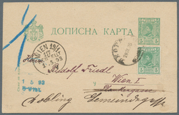 Serbien - Ganzsachen: 1893, King Alexander I., Stationery Card 5pa. Green Uprated By 5pa. Green, Use - Servië