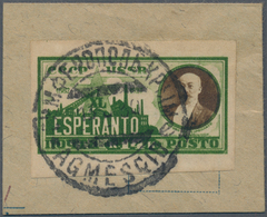 Sowjetunion: 1927, Zamenhoff 14 K Yellow Green & Brown With Watermark, Imperforate Single On Piece, - Other & Unclassified