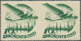 Sowjetunion: 1934, 10 Years Civil Aviation 10kop. Green Horizontal Pair IMPERFORATE Between, Mint Ne - Autres & Non Classés