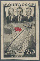 Sowjetunion: 1938, 1st Transpolar Flight 20kop. Brownish Black/red IMPERFORATE, Mint Original Gum Pr - Otros & Sin Clasificación