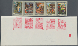Sowjetunion: 1969 'Fairy Tale' Set Of Five As Imperforated Progressive Proof In Red, Se-tenant Botto - Andere & Zonder Classificatie
