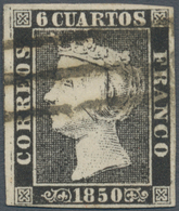 Spanien: 1850, 6cs. Black, Plate I, Type 4, Fresh Colour And Close To Huge Margins With Parts Of Lef - Autres & Non Classés