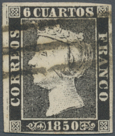 Spanien: 1850, 6cs. Black, Plate I, Type 4, Fresh Colour And Close To Huge Margins With Parts Of Lef - Otros & Sin Clasificación