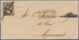 Spanien: 1851 6cu. Black, Used On Wrapper From Caldas To Ayamonte, Obliterated With The Prefilatelic - Other & Unclassified