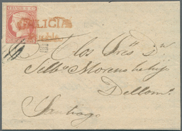 Spanien: 1852, Folded Entire Letter Bearing Isabella II 6 Cs Rose Tied By RED 2-line Canc. "GALICIA - Other & Unclassified