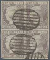 Spanien: 1852, 12cs. Lilac, Block Of Four, Fresh Colour, Some Unobstrusive Imperfections/repaired, N - Other & Unclassified