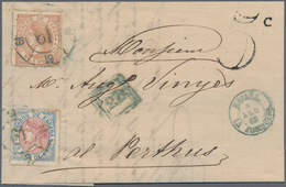 Spanien: 1867, 25 M. And 50 M. Tied Blue Carreta "19" In Blue To Entire Folded Letter Dated "Aguilla - Other & Unclassified