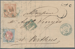Spanien: 1867, 25 M. And 50 M. Tied Blue Carreta "19" In Blue To Entire Folded Letter Dated "Aguilla - Autres & Non Classés