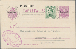 Spanien: 1920-32, 15 Cs. Violet Uprated Used Postal Stationery Card 1932 To Germany And Avec Reponse - Andere & Zonder Classificatie