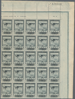 Spanien: 1929, Airmail Issue 4pta. Grey Black Showing Airplane 'Spirit Of St. Louis' Block Of 25 (fo - Andere & Zonder Classificatie