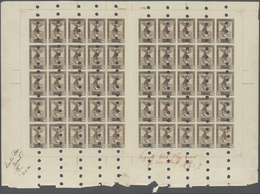 Spanien: 1930, Goya Death Centenary, 10pts. Brown/yellow-brown, Gutter Pane Of 50 Stamps With Vertic - Andere & Zonder Classificatie