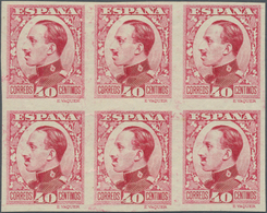 Spanien: 1930, King Alfonso XIII. Definitive 40c. Imperforate COLOUR PROOF In Carmine-red Block Of S - Andere & Zonder Classificatie