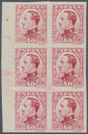 Spanien: 1930, Definitives Alfonso XIII, 40c. Red, Colour Variety, Imperforate Left Marginal Block O - Andere & Zonder Classificatie