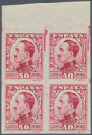 Spanien: 1930, Definitives Alfonso XIII, 40c. Red, Colour Variety, Top Marginal Imperforate Block Of - Andere & Zonder Classificatie