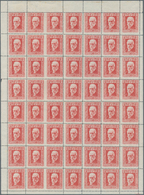 Spanien: 1931, 30 Cts. Red Whole Sheet Of Fifty-six Postage Stamps POST FORGERY Type II ÷ 1931, 30 C - Andere & Zonder Classificatie