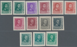 Spanien: 1938, Ferdinand II. Complete Set Of Six IMPERFORATE Stamps Incl. The Diff. Imprints Of 15c. - Andere & Zonder Classificatie