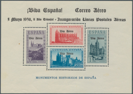 Spanien: 1938, "Viva Espagna", Airmail Minisheet "Historical Buildiungs" With DOULBE Airmail Surchar - Other & Unclassified