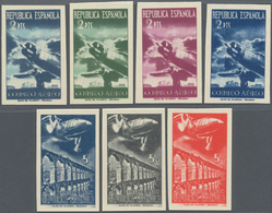 Spanien: 1939, UNISSUED Airmail Stamps With Airplanes 2pta. ‚Ford‘ And 5pta. ‚Douglas DC 2‘ In A Com - Andere & Zonder Classificatie