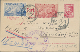 Spanien: 1939, 25 C Carmine And 1 Pta. Blue Interesting Additional Franking On 25 C Red Postal Stati - Andere & Zonder Classificatie