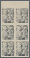 Spanien: 1939, Compulsory Surtax Stamp General Franco 10c. IMPERFORATE COLOUR PROOF In Grey In A Blo - Andere & Zonder Classificatie