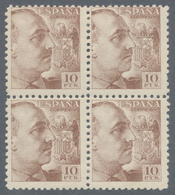 Spanien: 1940, General Franco Definitive 10 PTS. Brown Block Of Four, All Stamps Mint Hinged, Mi. € - Other & Unclassified