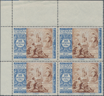 Spanien: 1940, Virgen De Pilar, 10pts.+4pts. Blue/brown, Marginal Block Of Four From The Upper Left - Other & Unclassified