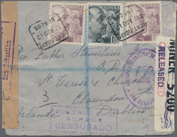 Spanien: 1942, Letter From BURGOS Via San Sebastian And Madrid To DUBLIN/Scotland With Spanish And E - Other & Unclassified