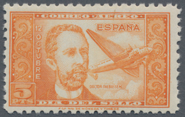 Spanien: 1944, Airmail Stamp 5pts. "Dr.Thebussem", Colour Essay "orange", Unmounted Mint. Certificat - Other & Unclassified