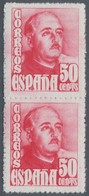 Spanien: 1948, Definitives "General Franco", 50c. Red, Colour Essay, Vertical Pair, Unmounted Mint. - Andere & Zonder Classificatie