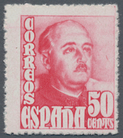 Spanien: 1948, Definitives "General Franco", 50c. Red, Colour Essay, Unmounted Mint. Certificate Gra - Other & Unclassified