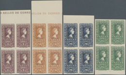 Spanien: 1950, Centenary Of Spanish Stamps, 50c.-25pts., Complete Set Of Eight Values In Marginal Bl - Other & Unclassified