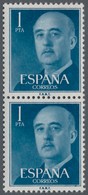 Spanien: 1955, Definitives "General Franco", 1pts. Blue, Colour Essay, Vertical Pair, Unmounted Mint - Other & Unclassified