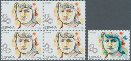 Spanien: 1988, Prominent Woman 20pta. ‚Maria De Maeztu‘ With BLUE COLOUR OMITTED Block Of Four With - Other & Unclassified