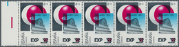 Spanien: 1989, 8pts.+5pts. "Expo '92", Left Marginal Horizontal Strip Of Five Without Impression Of - Other & Unclassified