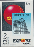 Spanien: 1989, EXPO '92 Sevilla 8+5pta. 'Cristal Palace London' Ten Stamps With ERRORS Incl. One IMP - Altri & Non Classificati