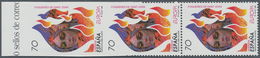 Spanien: 1998, Europa-CEPT 70pts. 'Johannis Fire' Vertical Strip Of Three With Upper Stamp IMPERFORA - Other & Unclassified