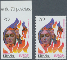 Spanien: 1998, Europa-CEPT 70pts. 'Johannis Fire' IMPERFORATE From Upper Margin With Normal Stamp Fo - Andere & Zonder Classificatie