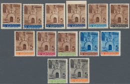 Spanien - Zwangszuschlagsmarken Für Barcelona: 1936, Town Hall Of Barcelona 5c. Group With Total 13 - Kriegssteuermarken