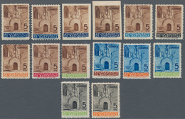 Spanien - Zwangszuschlagsmarken Für Barcelona: 1936, Town Hall Of Barcelona 5c. Group With Total 14 - Kriegssteuermarken
