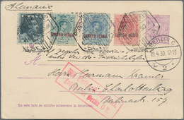 Spanien - Ganzsachen: 1924, 10, 25 And 50 Cs. Overprint Stamps And 1 Pta. Blue Additional Franking O - 1850-1931