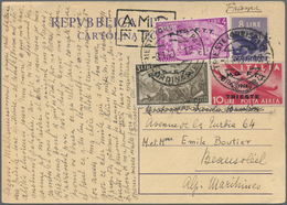 Triest - Zone A - Ganzsachen: 1949, Card 8 L. Uprated 3 L., 4 L. And 10 L. Canc. "TRIESTE 8 1 49" To - Storia Postale