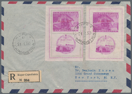 Triest - Zone B: 1950, Railway Souvenir Sheets On Registered Airmail F.d.c. (slight Marks Of Postal - Ungebraucht