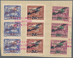 Tschechoslowakei: 1920. Complet, 3 Bandes De 3 Sur Page D'album UPU, Surcharge Rouge "Specimen Colle - Nuevos