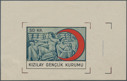 Türkei - Zwangszuschlagsmarken Für Den Roten Halbmond: 1945 Ca., Red Crescent 50 Kurus S/S Proof, Un - Sellos De Beneficiencia